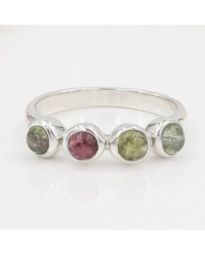 Multi Tourmaline Ring - 925 Sterling Silver Handmade Gemstone Jewelry