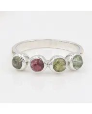 Multi Tourmaline Ring - 925 Sterling Silver Handmade Gemstone Jewelry