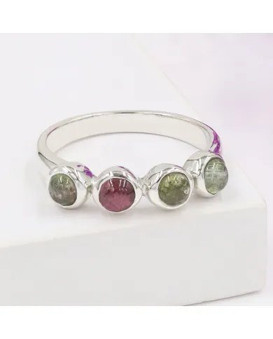 Multi Tourmaline Ring - 925 Sterling Silver Handmade Gemstone Jewelry