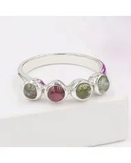 Multi Tourmaline Ring - 925 Sterling Silver Handmade Gemstone Jewelry