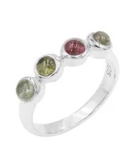 Multi Tourmaline Ring - 925 Sterling Silver Handmade Gemstone Jewelry