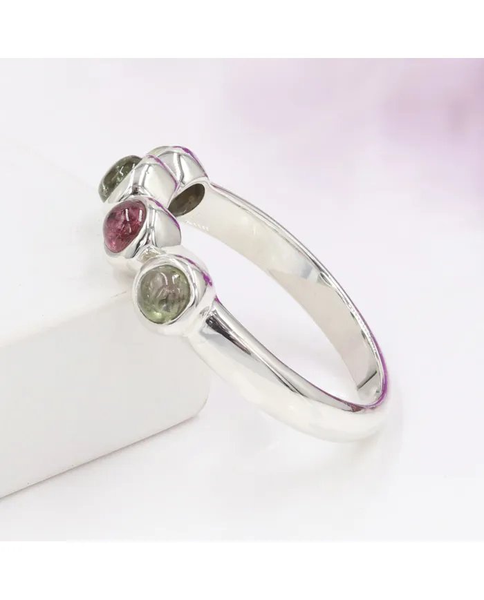 Multi Tourmaline Ring - 925 Sterling Silver Handmade Gemstone Jewelry