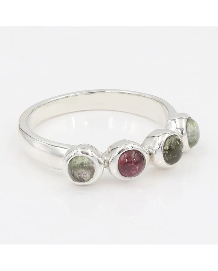Multi Tourmaline Ring - 925 Sterling Silver Handmade Gemstone Jewelry