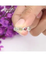Multi Tourmaline Ring - 925 Sterling Silver Handmade Gemstone Jewelry