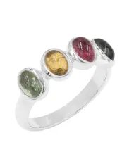 Multi Tourmaline Ring - 925 Sterling Silver Handmade Gemstone Jewelry