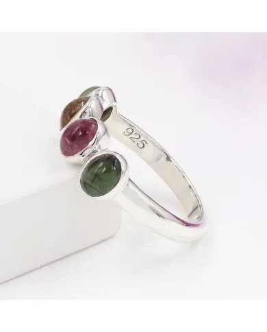 Multi Tourmaline Ring - 925 Sterling Silver Gemstone Versatile Band Jewelry