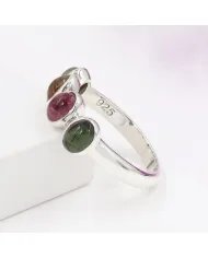 Multi Tourmaline Ring - 925 Sterling Silver Gemstone Versatile Band Jewelry