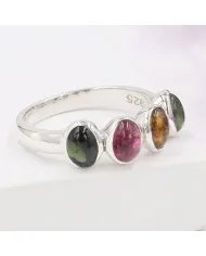 Multi Tourmaline Ring - 925 Sterling Silver Gemstone Versatile Band Jewelry