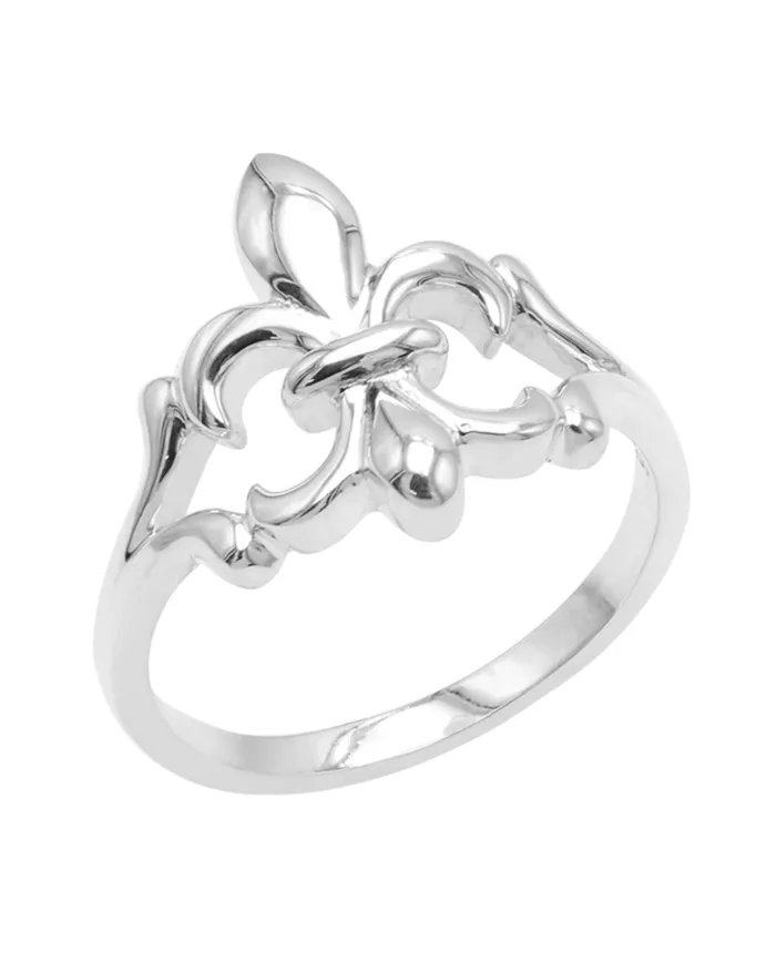 Silver Fleur-de-Lis Ring - 925 Sterling Silver Handmade French Symbol