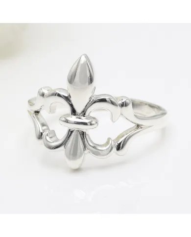 Silver Fleur-de-Lis Ring - 925 Sterling Silver Handmade French Symbol