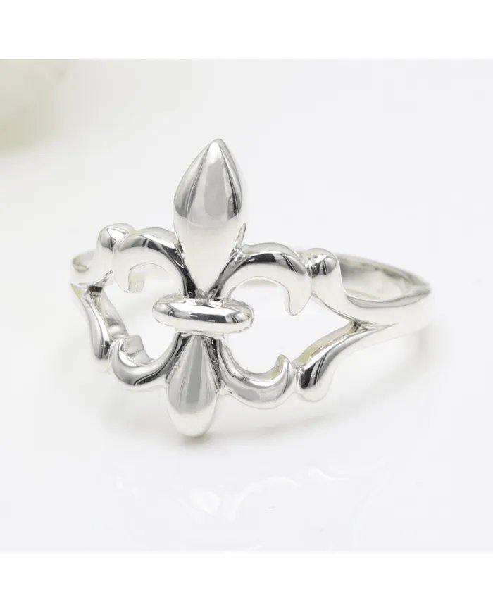 Silver Fleur-de-Lis Ring - 925 Sterling Silver Handmade French Symbol