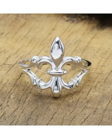 Silver Fleur-de-Lis Ring - 925 Sterling Silver Handmade French Symbol