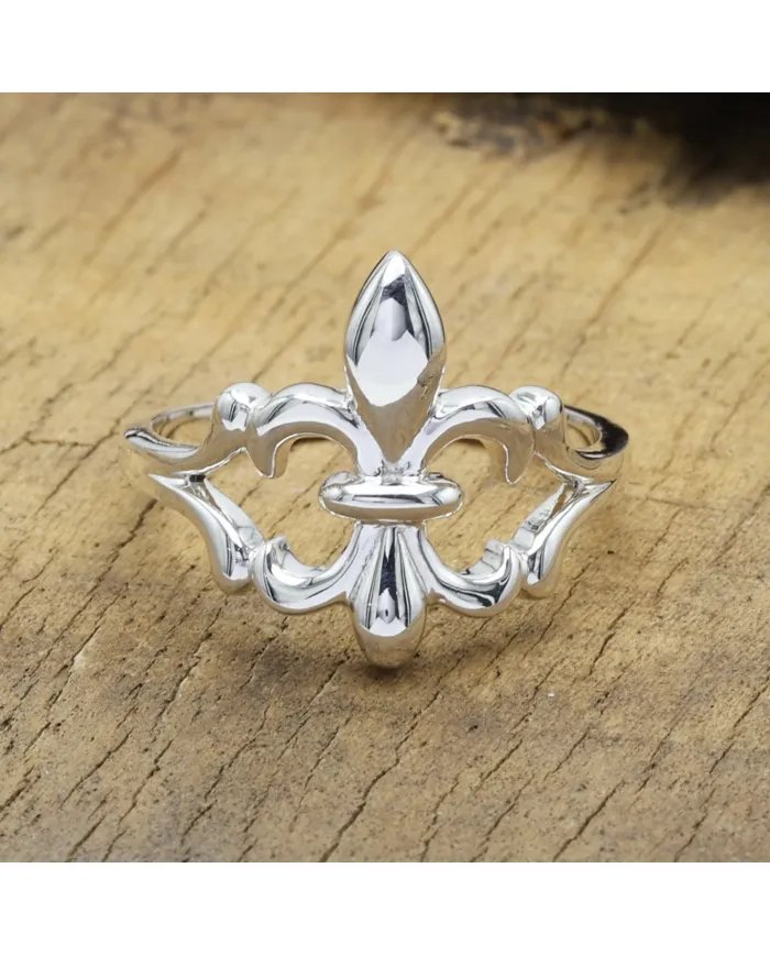 Silver Fleur-de-Lis Ring - 925 Sterling Silver Handmade French Symbol