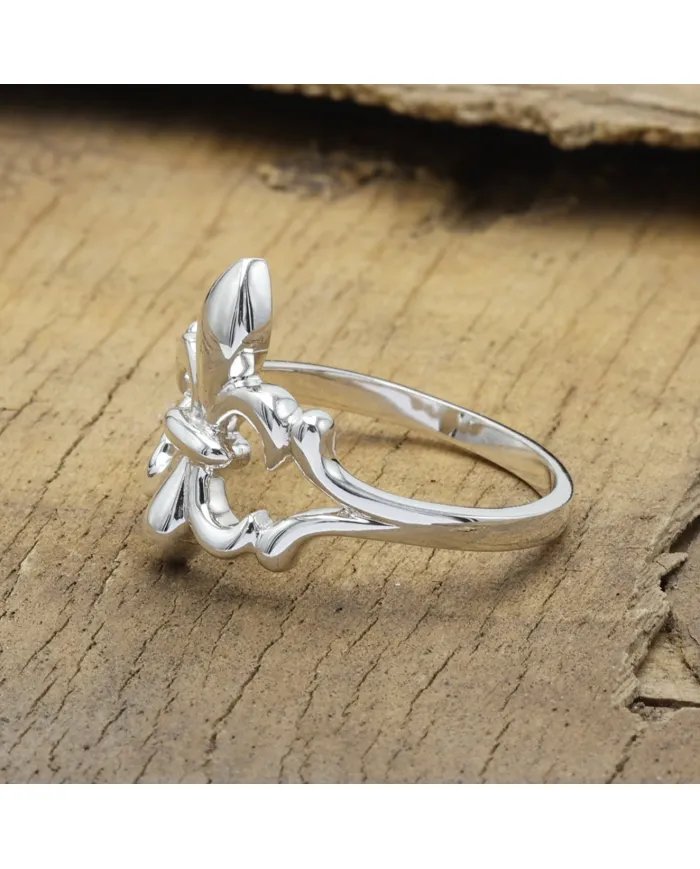 Silver Fleur-de-Lis Ring - 925 Sterling Silver Handmade French Symbol