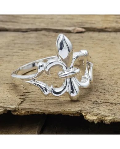 Silver Fleur-de-Lis Ring - 925 Sterling Silver Handmade French Symbol