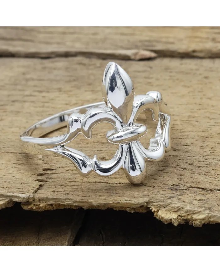 Silver Fleur-de-Lis Ring - 925 Sterling Silver Handmade French Symbol