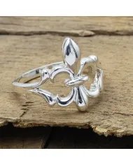 Silver Fleur-de-Lis Ring - 925 Sterling Silver Handmade French Symbol