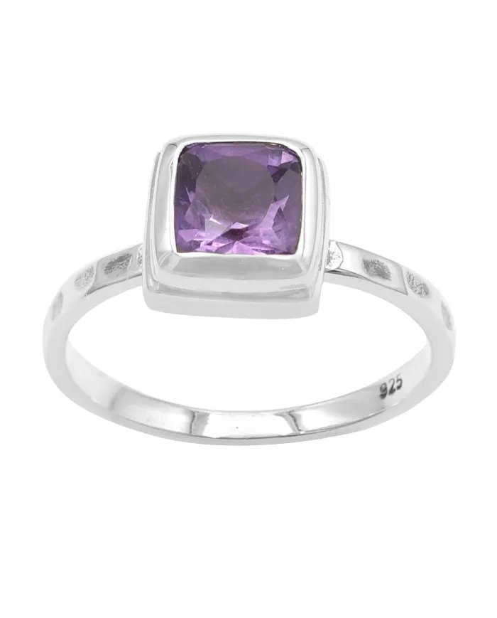 Amethyst Solitaire Ring – 925 Sterling Silver Handmade Jewelry