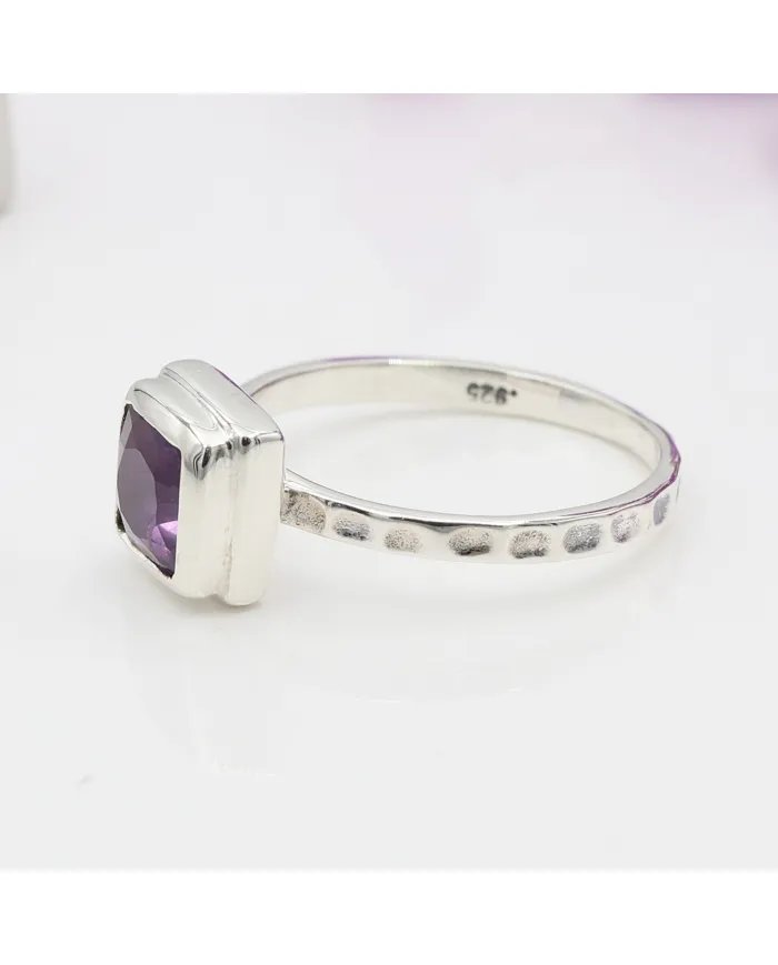 Amethyst Solitaire Ring – 925 Sterling Silver Handmade Jewelry