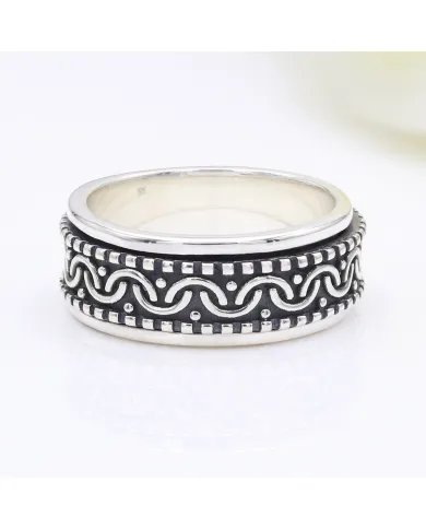 925 Sterling Silver Oxidized Spinner Ring – Anxiety & Meditation Jewelry
