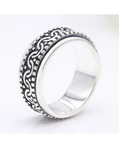 925 Sterling Silver Oxidized Spinner Ring – Anxiety & Meditation Jewelry