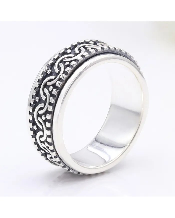 925 Sterling Silver Oxidized Spinner Ring – Anxiety & Meditation Jewelry