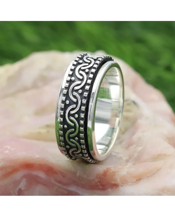 925 Sterling Silver Oxidized Spinner Ring – Anxiety & Meditation Jewelry