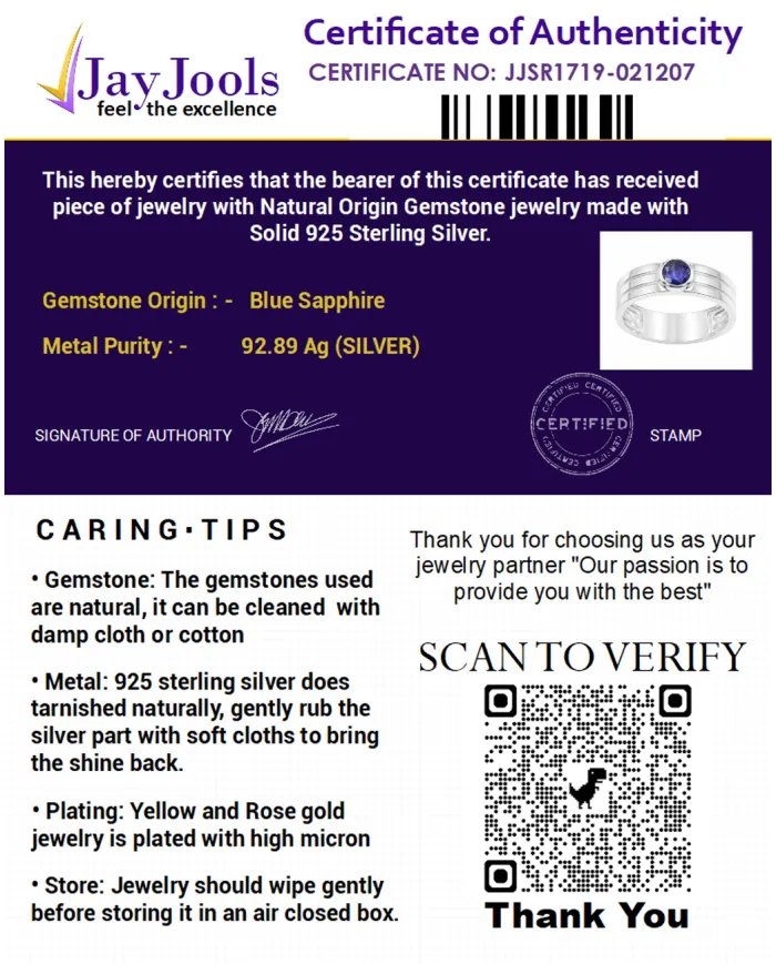 Blue Sapphire Band Ring - 925 Sterling Silver Handmade Jewelry