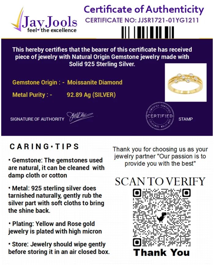 Moissanite Diamond Ring – Gold Plated in 925 Sterling Silver Unique Band