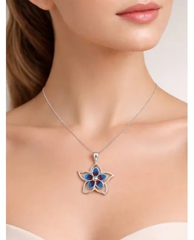 925 Silver Flower Enamel Pendant – Handmade Jewelry Gift for Her