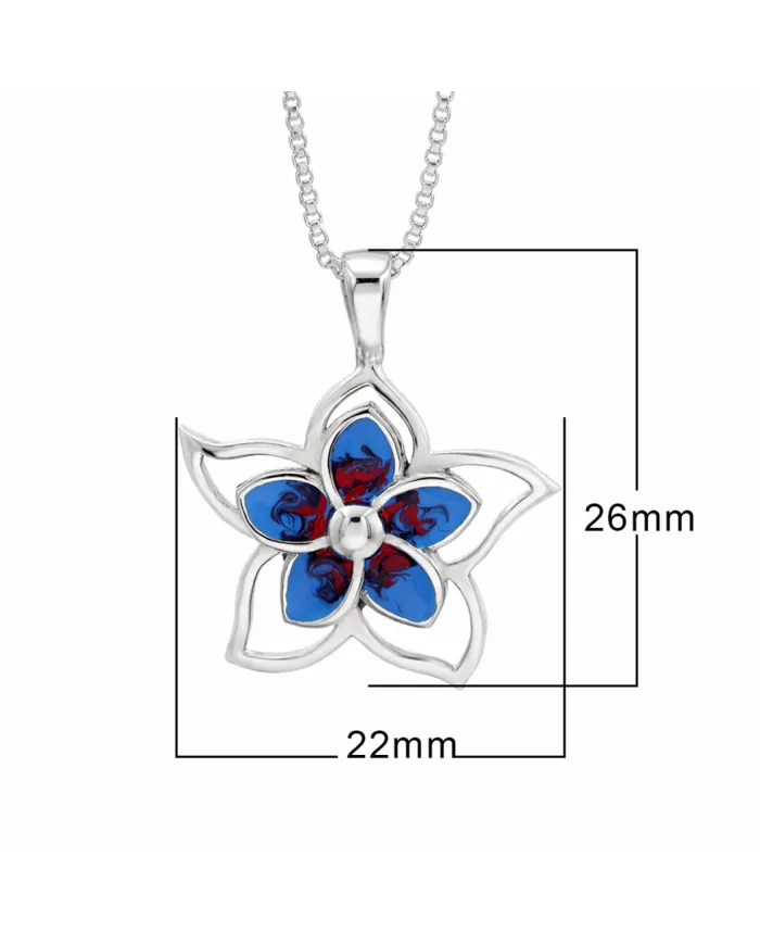 925 Sterling Silver Enamel Flower Pendant, Handmade Jewelry for Her