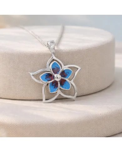925 Silver Flower Enamel Pendant – Handmade Jewelry Gift for Her