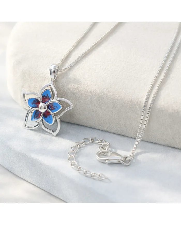925 Silver Flower Enamel Pendant – Handmade Jewelry Gift for Her