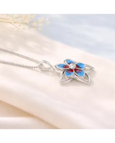 925 Silver Flower Enamel Pendant – Handmade Jewelry Gift for Her