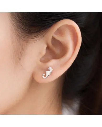 Moissanite Seahorse Stud Earrings - 925 Silver Sea-Inspired Jewelry