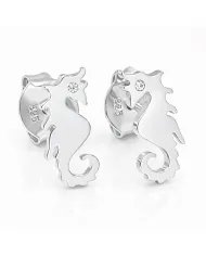 Moissanite Seahorse Stud Earrings - Gold Plated 925 Silver Sea-Inspired