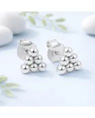 925 Silver Beaded Pyramid Studs - Handmade Geometric Jewelry for Women