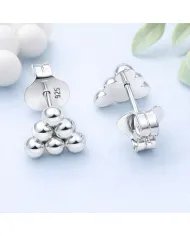 925 Silver Beaded Pyramid Studs - Handmade Geometric Jewelry for Women