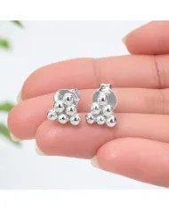 925 Silver Beaded Pyramid Studs - Handmade Geometric Jewelry for Women