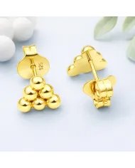 Gold Plated 925 Silver Beaded Pyramid Studs - Handmade Geometric Jewelry