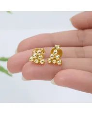 Gold Plated 925 Silver Beaded Pyramid Studs - Handmade Geometric Jewelry