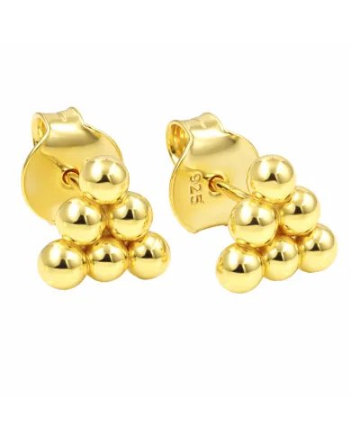 Gold Plated 925 Silver Beaded Pyramid Studs - Handmade Geometric Jewelry