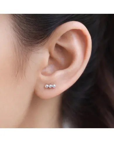 925 Sterling Silver Trinity Ball Stud Earrings – Handmade Dainty Jewelry