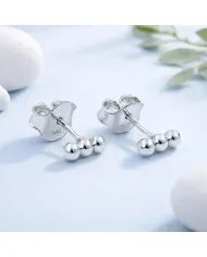 925 Sterling Silver Trinity Ball Stud Earrings – Handmade Dainty Jewelry