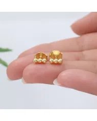 Trinity Ball Stud Earrings - Gold Plated 925 Sterling Silver Handmade