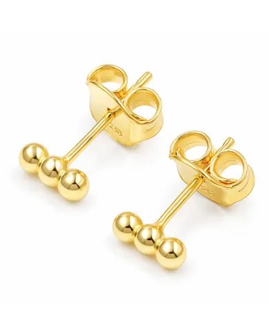 Trinity Ball Stud Earrings - Gold Plated 925 Sterling Silver Handmade