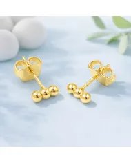 Trinity Ball Stud Earrings - Gold Plated 925 Sterling Silver Handmade