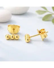 Trinity Ball Stud Earrings - Gold Plated 925 Sterling Silver Handmade