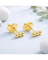 Trinity Ball Stud Earrings - Gold Plated 925 Sterling Silver Handmade