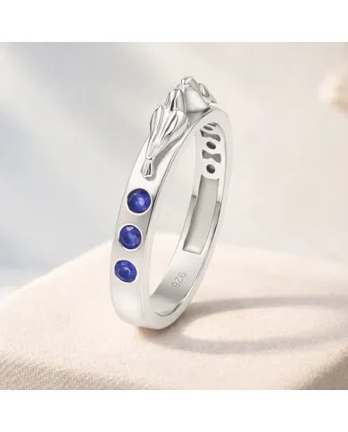Love Birds Ring with Blue Sapphire Gemstone – 925 Silver Handmade Band